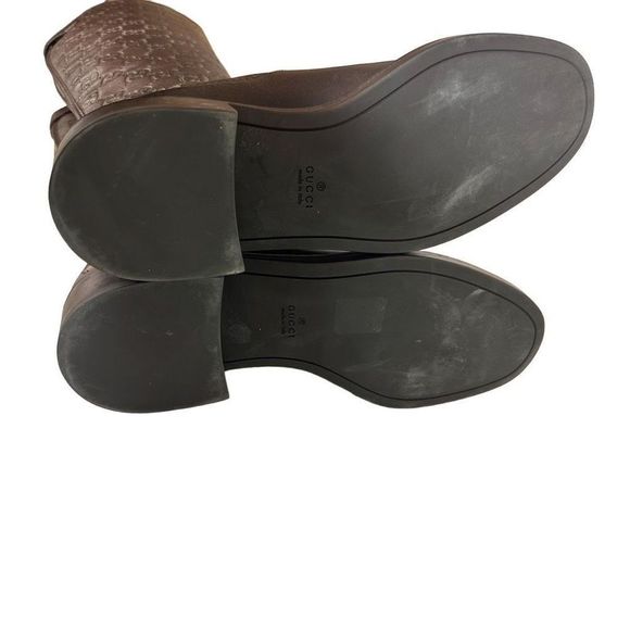 Gucci Guccissima Maud Miro Leather Riding Boots Chocolate EU 36.5 US 6.5 - Picture 5 of 15